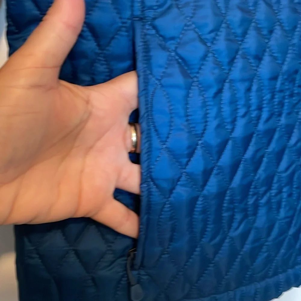 Lands’End sz S quilted deep teal jacket front pockets zip front adjustable waist - Picture 4 of 10